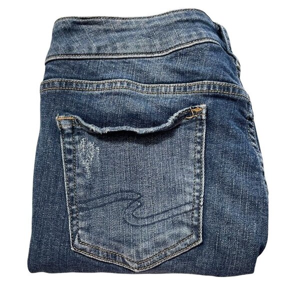 Silver Company Womens Distressed Dark Wash Aiko Skinny Raw Hem Jeans Size 26 26 - Picture 6 of 11